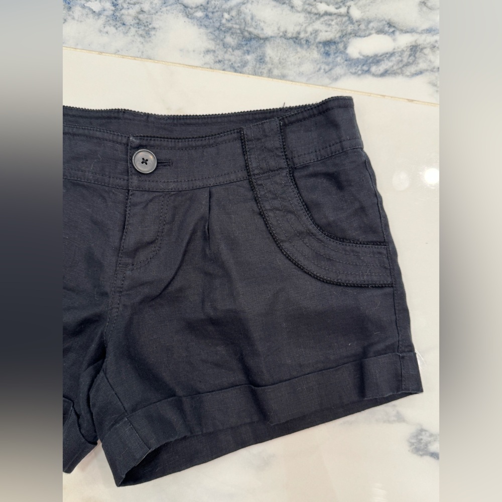 Juicy Couture Black Linen Shorts size 2 pockets preppy Y2K cruise resort wear - Picture 2 of 8